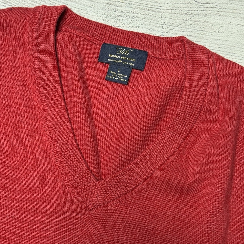 Brooks Brothers Sweater Mens Large Red‎ V-Neck Supima Cotton Soft Lounge Warm